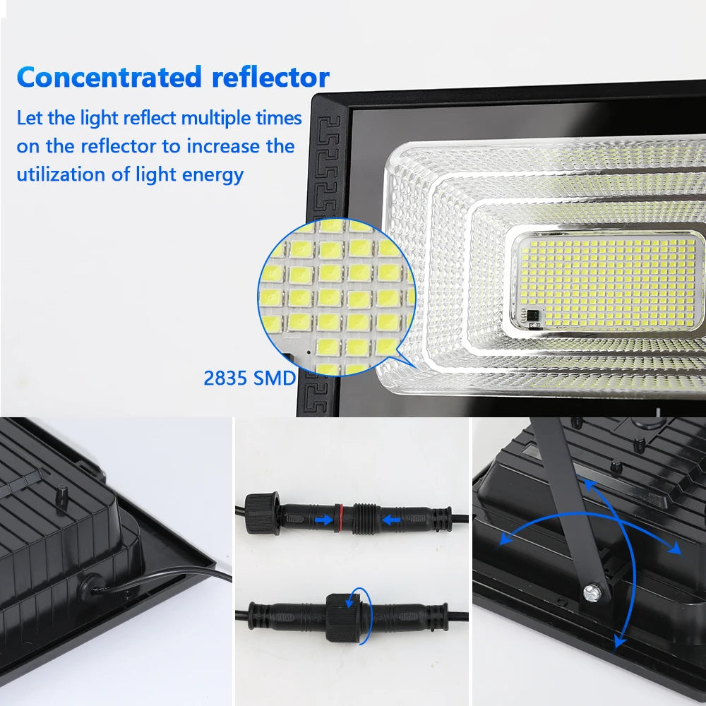Outdoor Solar Lamps LED Lights Garden Lighting Floodlight IP67 Waterproof Stairs Wall Solar Light Dimming remote Control 3 model