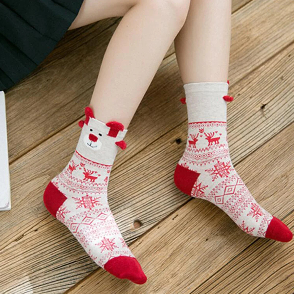 3 Pairs/Set Women Christmas Socks Cute Santa Claus Autumn Winter Elk Female Mid-Calf Socks Festival Kawaii Merry Christmas Sock