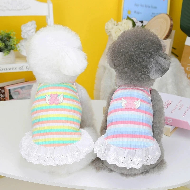 Puppy Summer Clothes Dog Fancy Dress for Small Breeds Dogs Pet Short Skirt Pomeranian One Piece Ropa Perro Costume Roupa Vestido