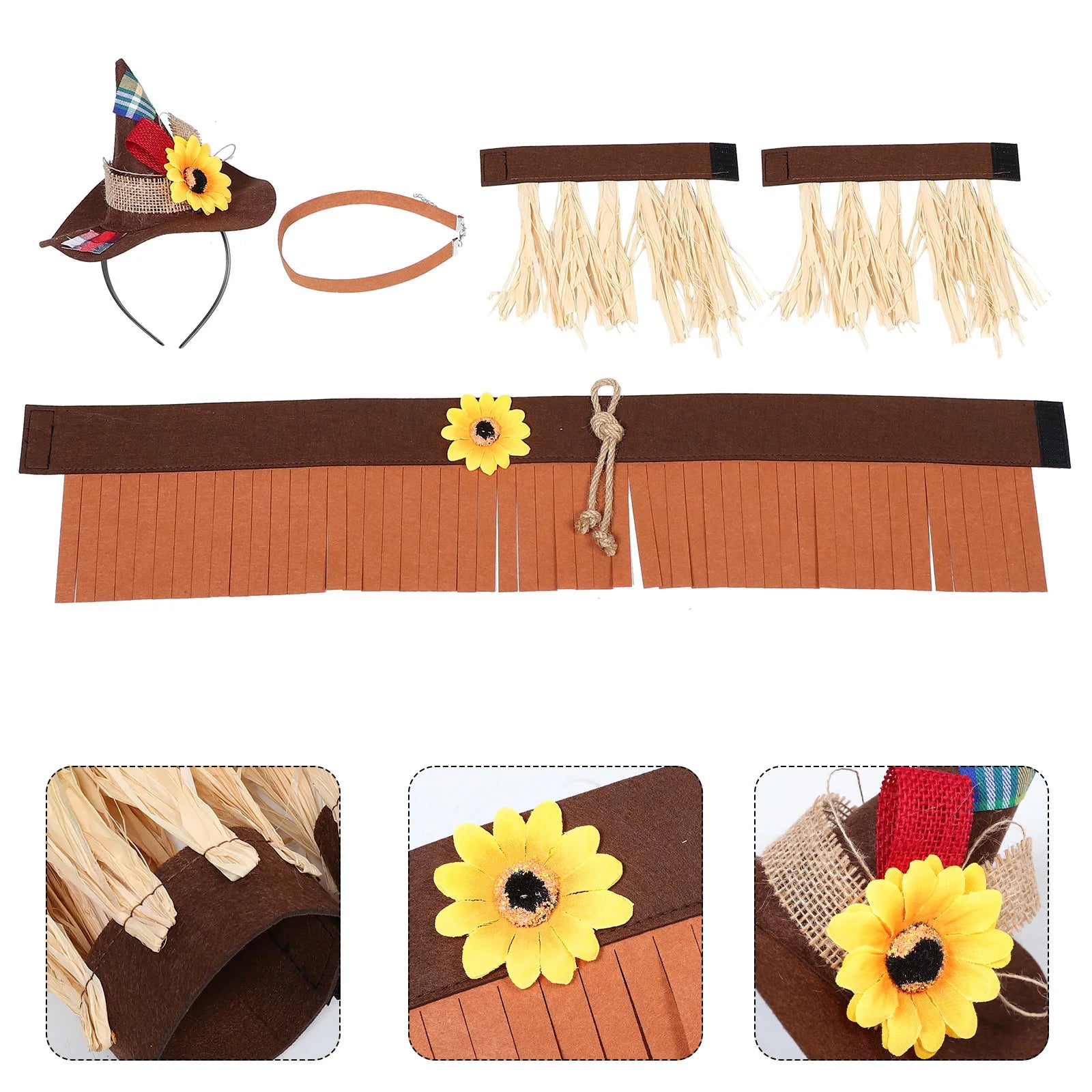 1 Set Halloween Scarecrow Costume: Felt Wizard Necklace Wristband Decoration Accessories For Party Carnival Holiday Celebrations