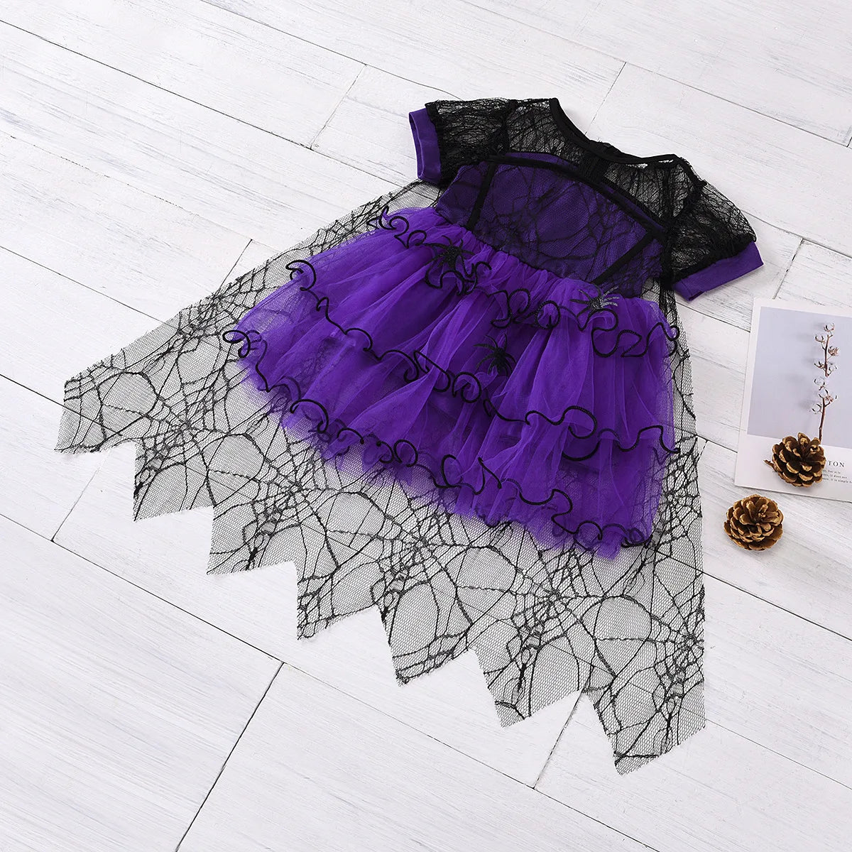 Baby Halloween Costume Girls Princess Spider Mesh Dress Children Vampire Performance Elegant Clothes Witch Dresses 1-6 Y