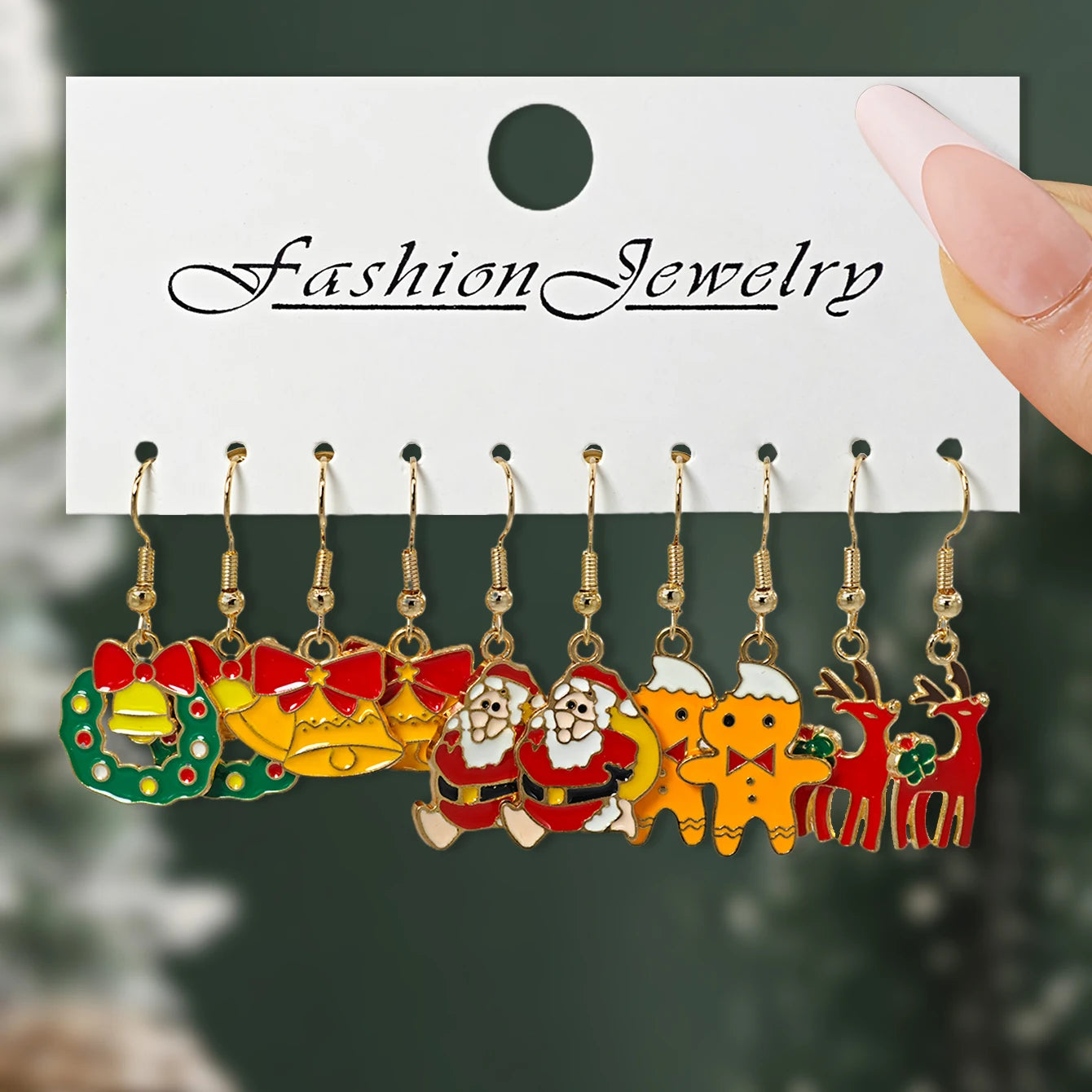 European American Cross Border Christmas Style Jewelry Classic Holiday Santa Claus Christmas Tree Reindeer Earrings Set