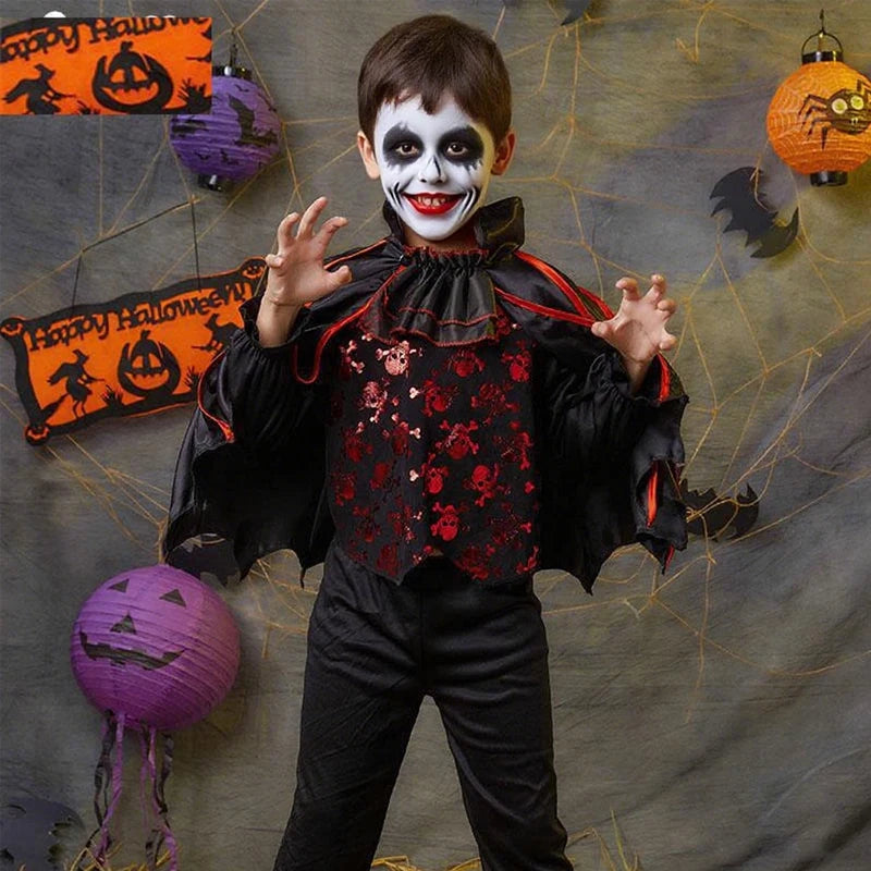 Girl Vampire Halloween Dress for Kid Ghost Bride Gothic Cosplay Vampire Costume Dress for Kids Carnival Outfit Black Red Clothes