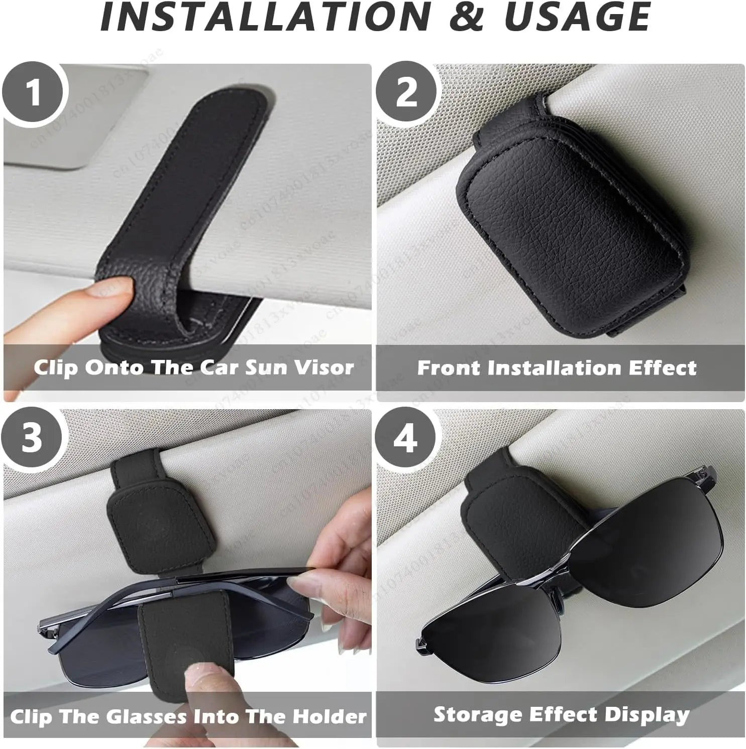 Sunglasses Holder Is Suitable for Car Sun shades Magnetic Leather Sunglasses Clip and Ticket Clip Car Sunshade Accessories