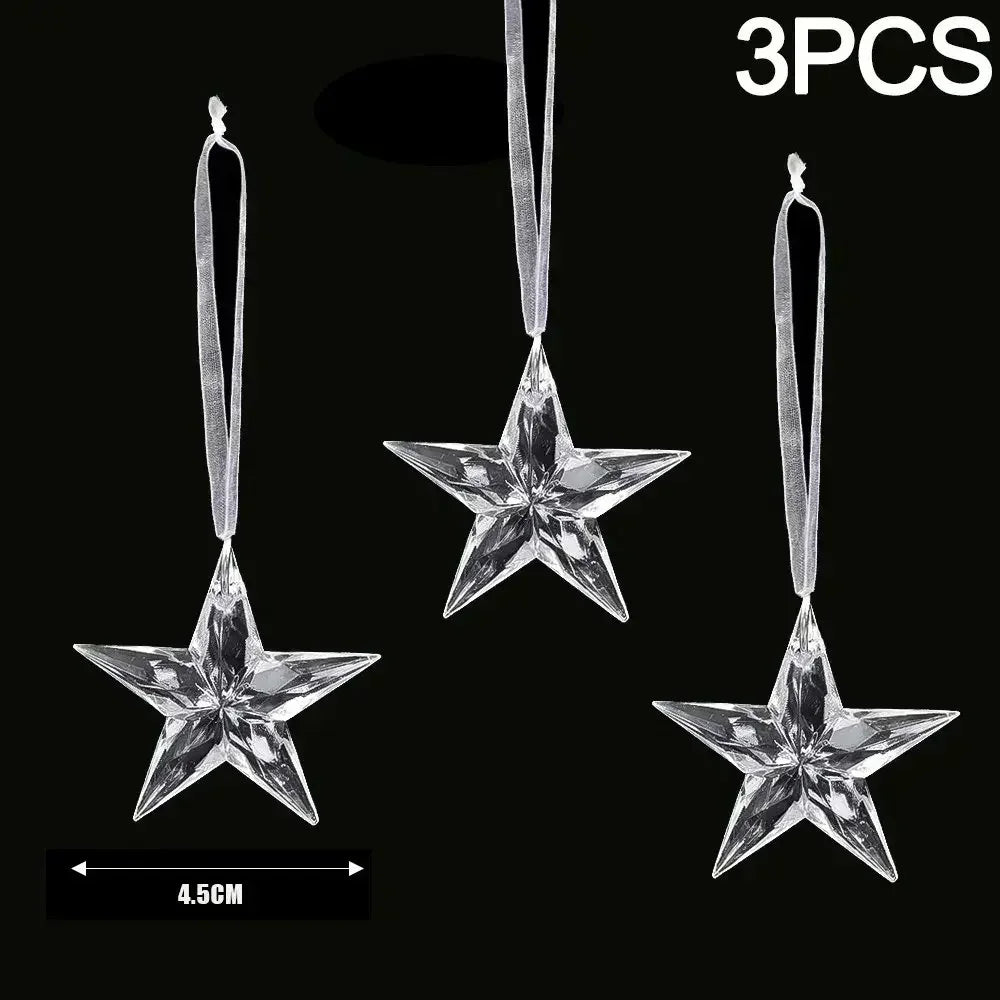 Christmas Acrylic Snowflake Clear Simulation Icicle Ornaments Xmas Tree Hanging Pendants DIY Winter New Year Party Decoration