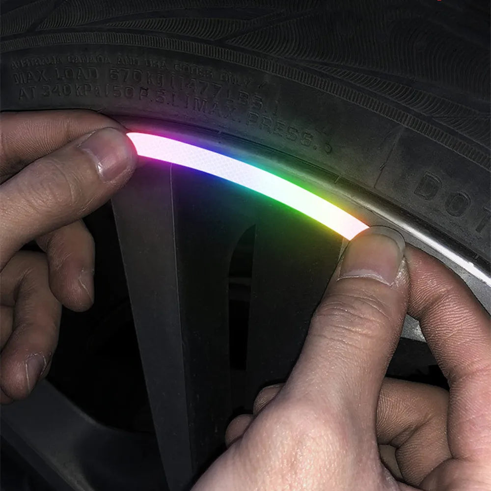 Car Universal  Wheel Hub Reflective Stripes Safety Opening Warning Sticker Tape Auto Warning Reflective Tape Exterior Accessorie