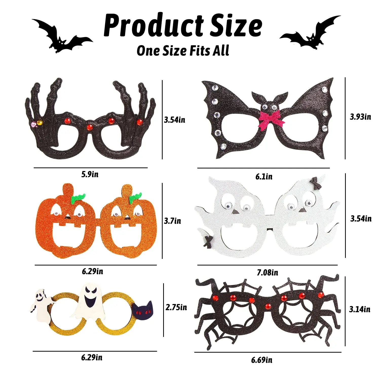 12-100Pcs Halloween Party Favors Glasses for Kids Family Halloween Treat Bag Stuffers Party Eyeglasses Trick or Treat Supplies