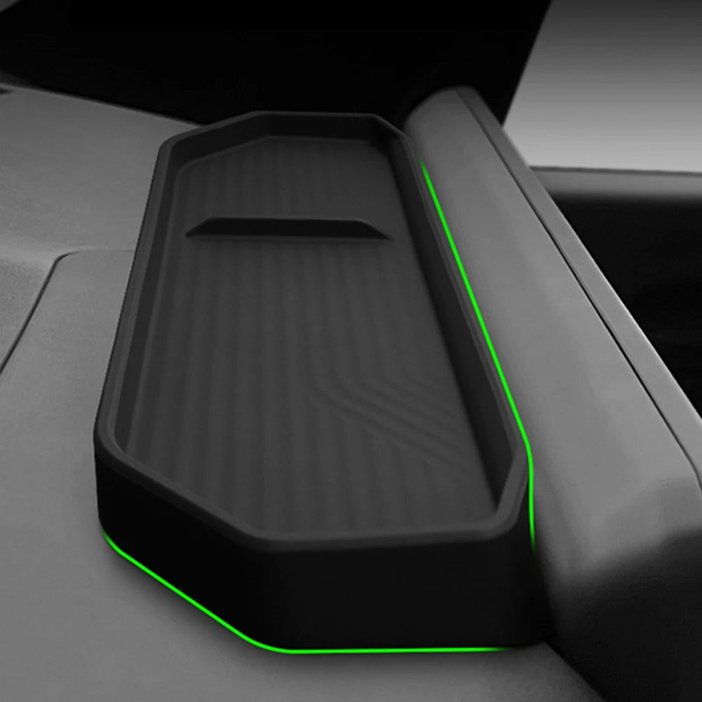 Black Silicone Car Dashboard Tray Behind Screen Tissues Stowing Tidying Storage Box Fit For Kia EV9 2024-2025