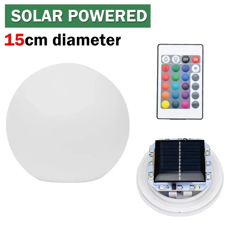 LED Ball Light Solar Lamp Outdoor Lawn Lamp Luminous Ball Pool Bedroom Table Party Garden Lighting Remote Control Waterproof