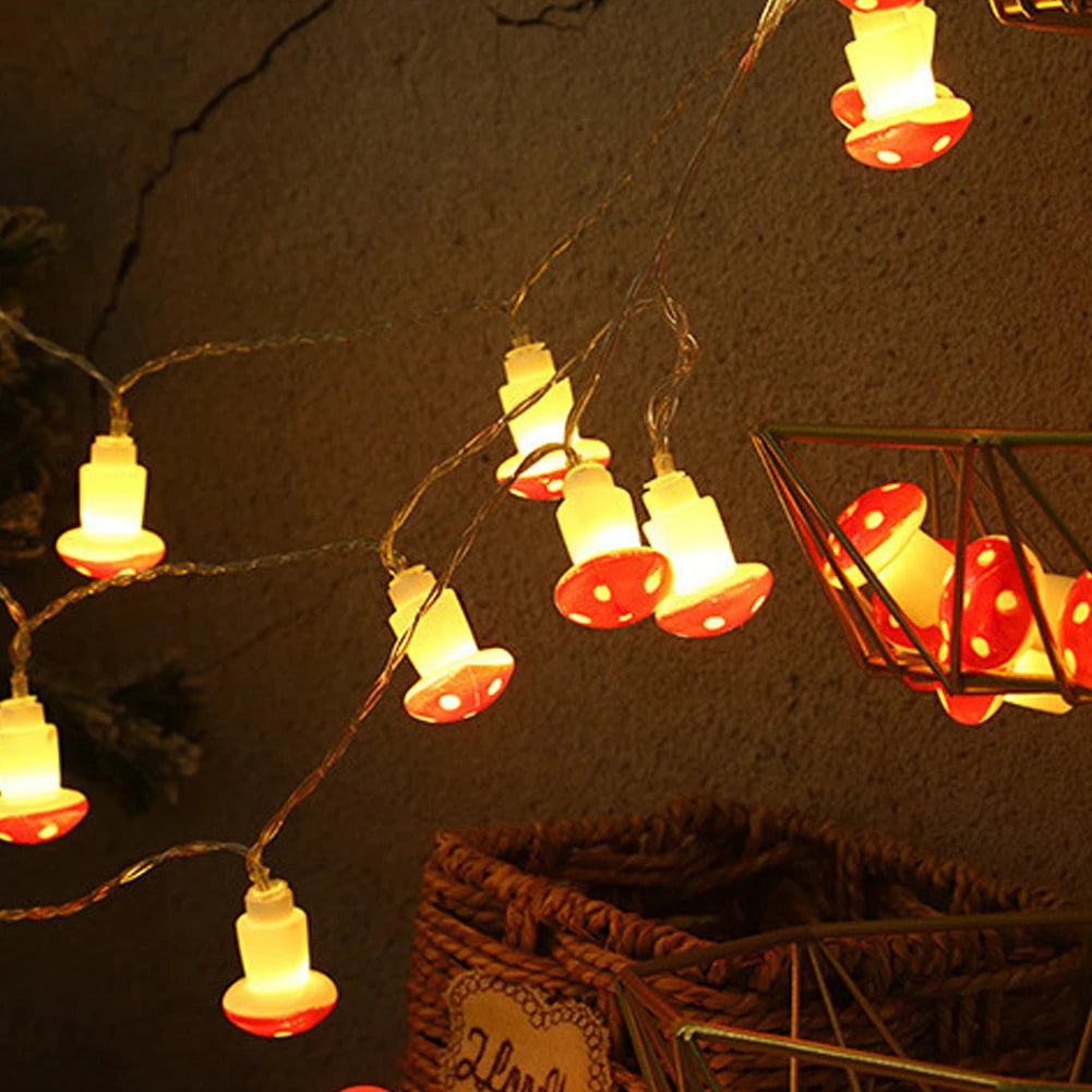20 Leds Mushroom LED Fairy Lights USB/Battery String Light   Christmas Party Gift Fairy Indoor Decorative Atmosphere Light