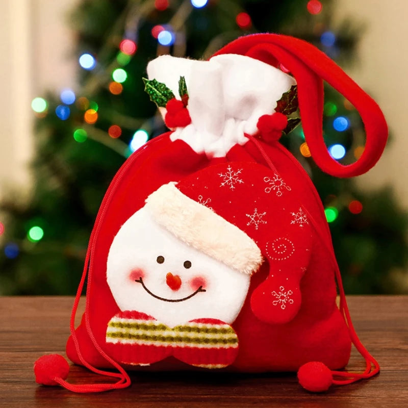 1-20PCS Christmas Tote Bag Snowman Bear Candy Bag Children Gift Bag Storage Bag Christmas Decoration