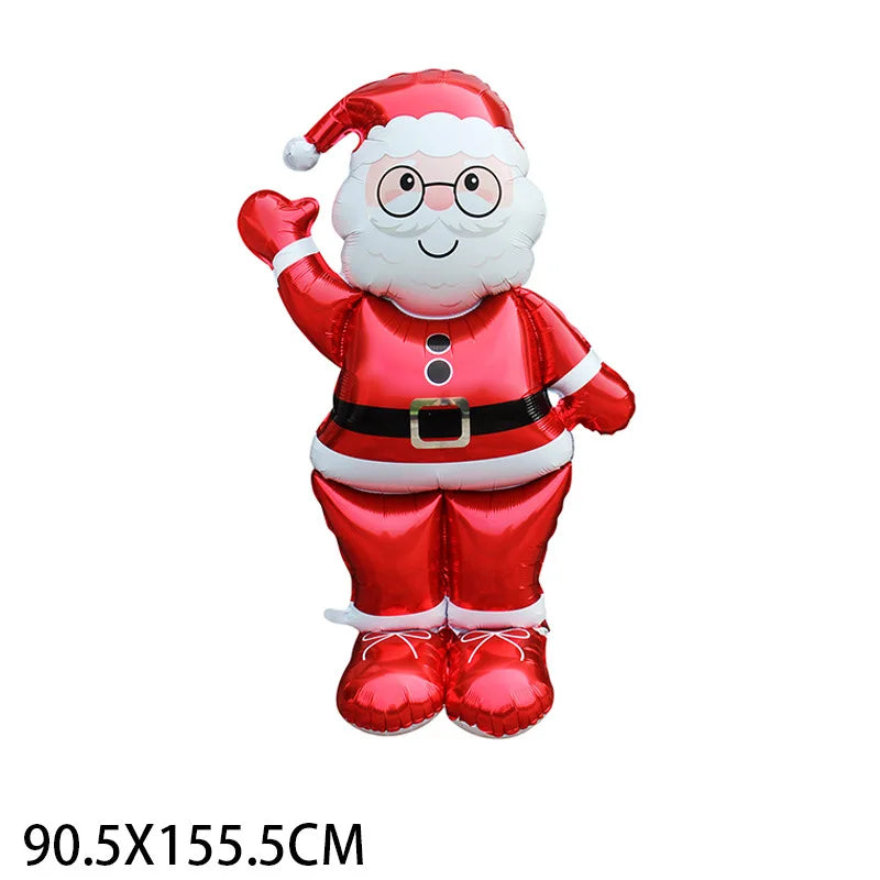 1pc New Extra Large Standing Santa Claus Foil Balloon Christmas Holiday Party Decoration New Year Birthday Supplies Easter Gift