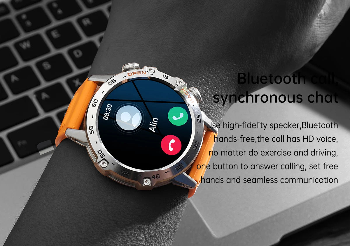Abelanja Steel 1.39 Bluetooth Call Smart Watch Men Sports Fitness Tracker Watches IP67 Waterproof Smartwatch for Android IOS K52