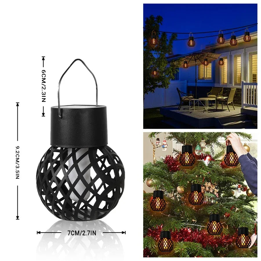Solar LED Outdoor Flame Effect Hanging Lantern Out Waterproof Garden Decoration Lamp Solar Fairy Light For Patio Garden Yard