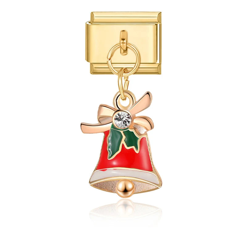 2025 New Original Christmas Tree Santa Claus Italian Charm Links Fit 9mm Bracelet Stainless Steel Jewelry Making Christmas Gift