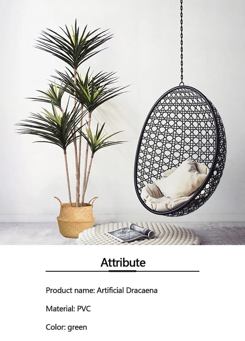 90-120cm Large Artificial Dracaena Plants Tropical Potted Tree Fake Plastic Palm Leaves Cycas Plant For Home Garden Indoor Decor