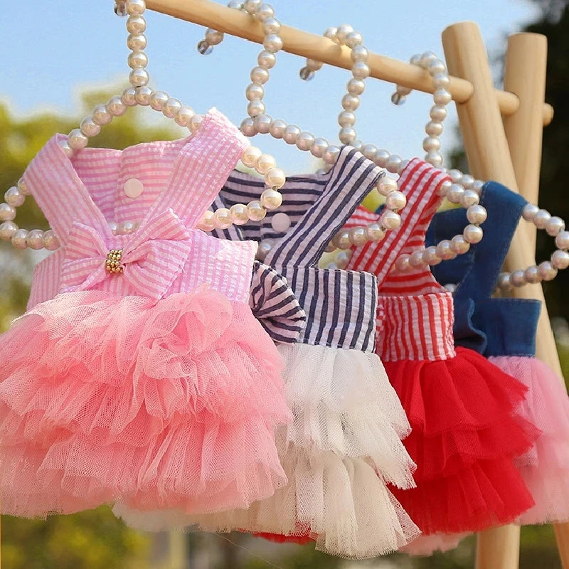 Puppy Summer Clothes Dog Fancy Dress for Small Breeds Dogs Pet Short Skirt Pomeranian One Piece Ropa Perro Costume Roupa Vestido