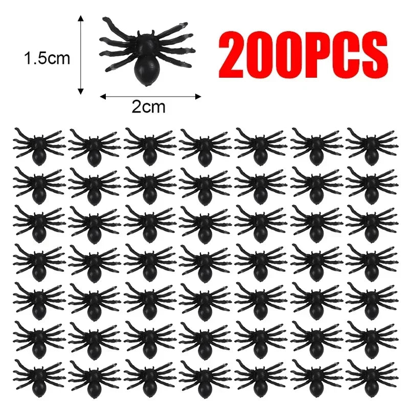 1000/50x Halloween Spider Decoration Small Black Plastic Fake Spiders Haunted House DIY Party Prop Simulation Insects Tricky Toy