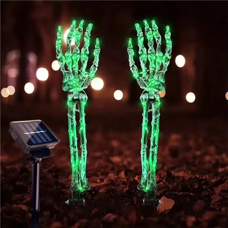 2PC Solar Powered Ghost Hand Ground Plug-in Stake Light Outdoor Waterproof LED Garden Light Horror Decoration Lamp For Halloween