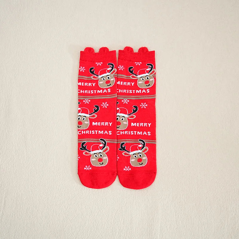 5 Pairs Christmas Socks For Woman Santa Claus snowman Christmas Socks Kawaii Cartoon Animal Girls Christmas Gifts