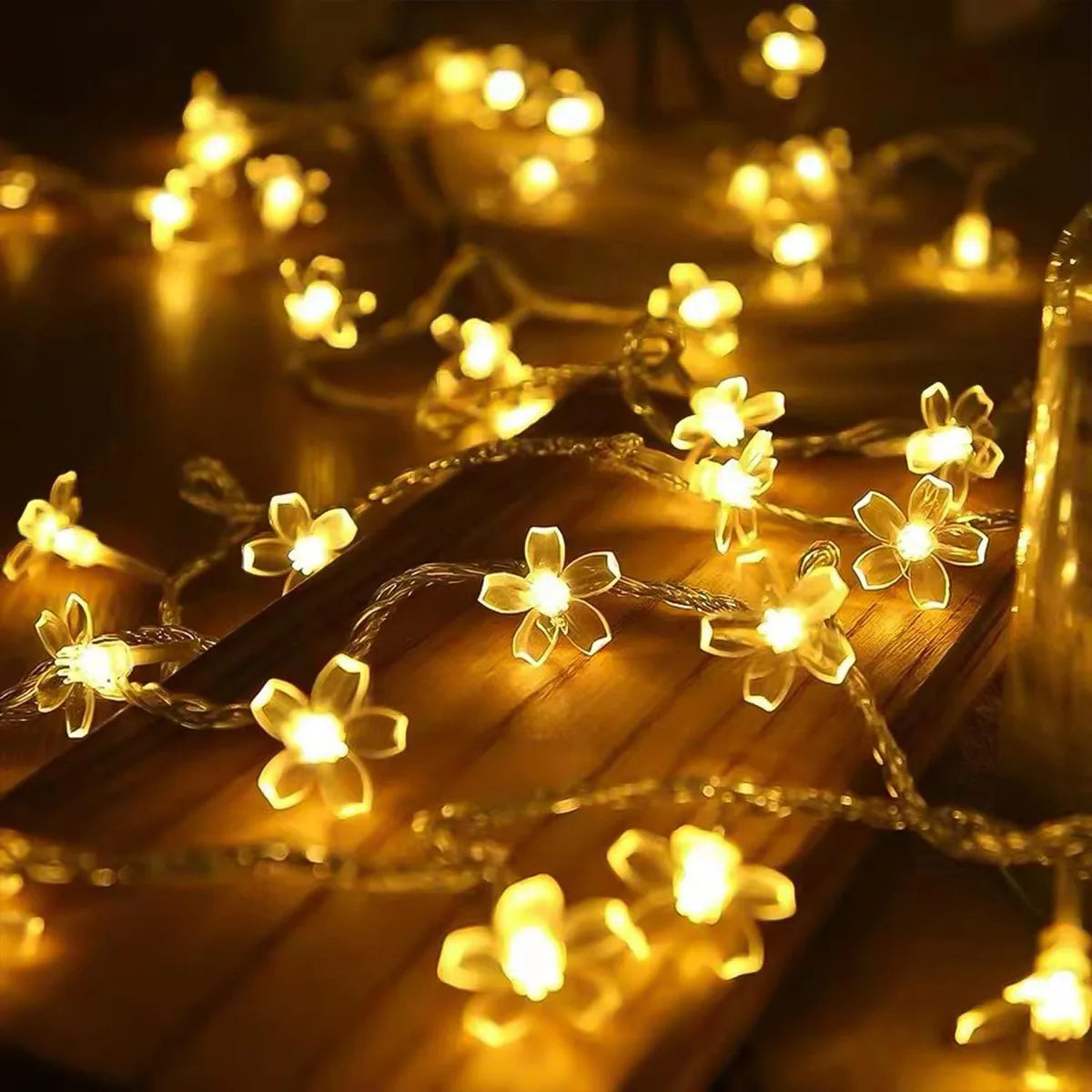 1PC Flower Fairy Lights Battery Operated String Lights Waterproof 10/20/30/40 LED Cherry Blossom Lights For Patry Wedding Decor