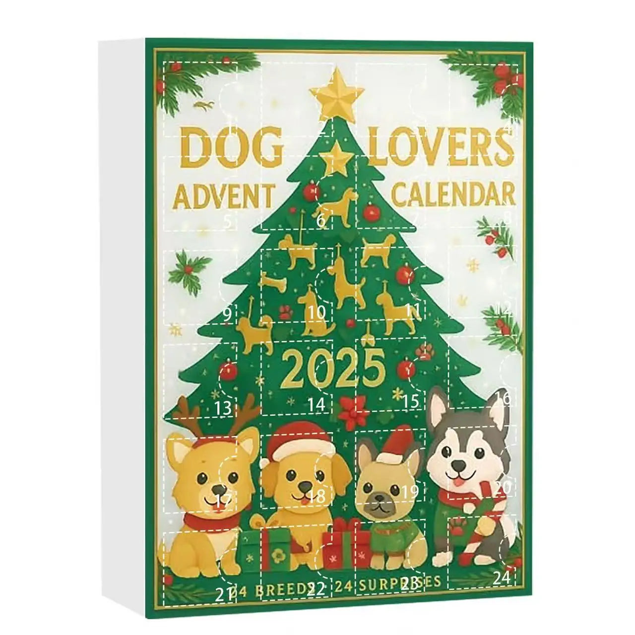 Dog Lovers Advent Calendar 24 Days Dogs Countdown Animal Advents Calendars Puppy-Themed Christmas Gift Set Holiday Gift