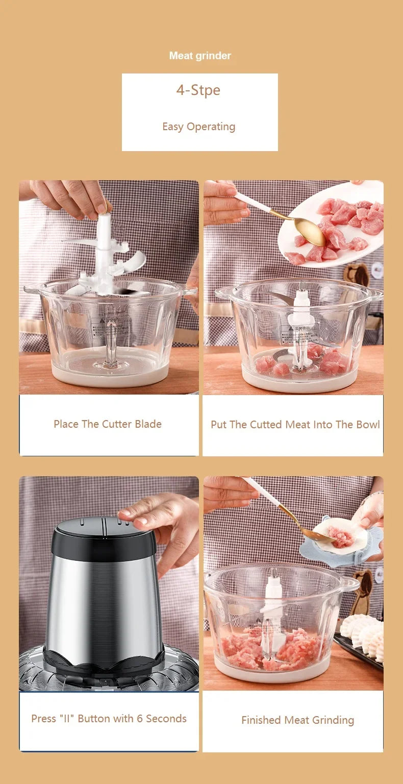 Houselin Food Processors, Meat Grinder & Food Chopper Electric Vegetable Chopper for Meat/fish/Vegetable/Baby Food