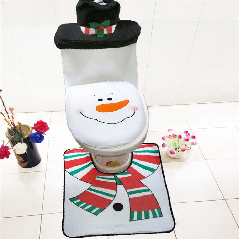 2025 Cute Christmas Toilet Seat Covers Creative Santa Claus Bathroom Mat Xmas Supplies for Home New Year Navidad Gift Decor 2026