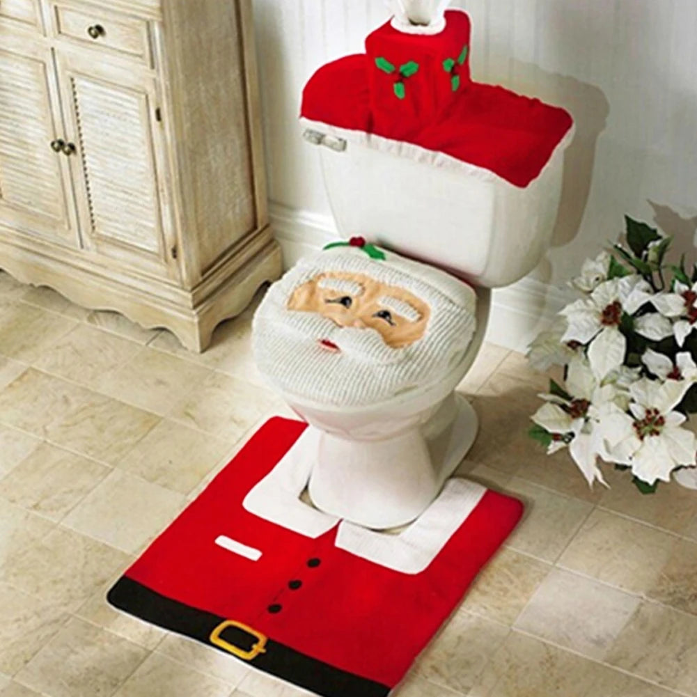 2025 Cute Christmas Toilet Seat Covers Creative Santa Claus Bathroom Mat Xmas Supplies for Home New Year Navidad Gift Decor 2026