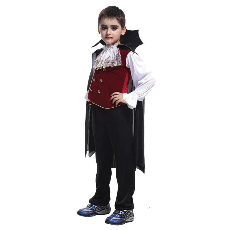 Halloween Fantasy Children's Costumes Ghost Bride Gothic Cosplay Girls Red Vampire Day of The Dead Kids Costumes for Boy Girl