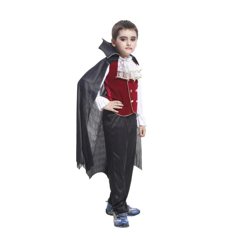 Halloween Fantasy Children's Costumes Ghost Bride Gothic Cosplay Girls Red Vampire Day of The Dead Kids Costumes for Boy Girl