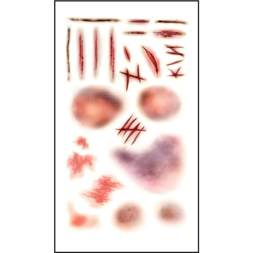10pcs 3D Fake Scar Tattoos Sticker Body Face Realistic Scab Temporary Tattoos Halloween Horror Wound Bloody DIY Makeup Stickers