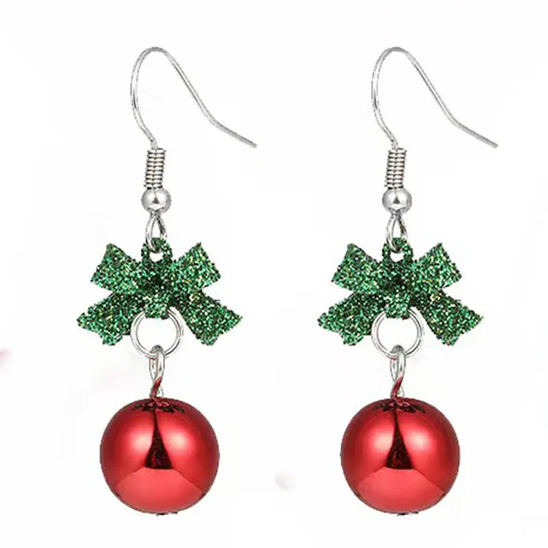 Fashion Christmas Tree Drop Earrings Small Bell Snowflake Earings for Women Cute Bowknot Dangle Earring New Year Gift Brincos