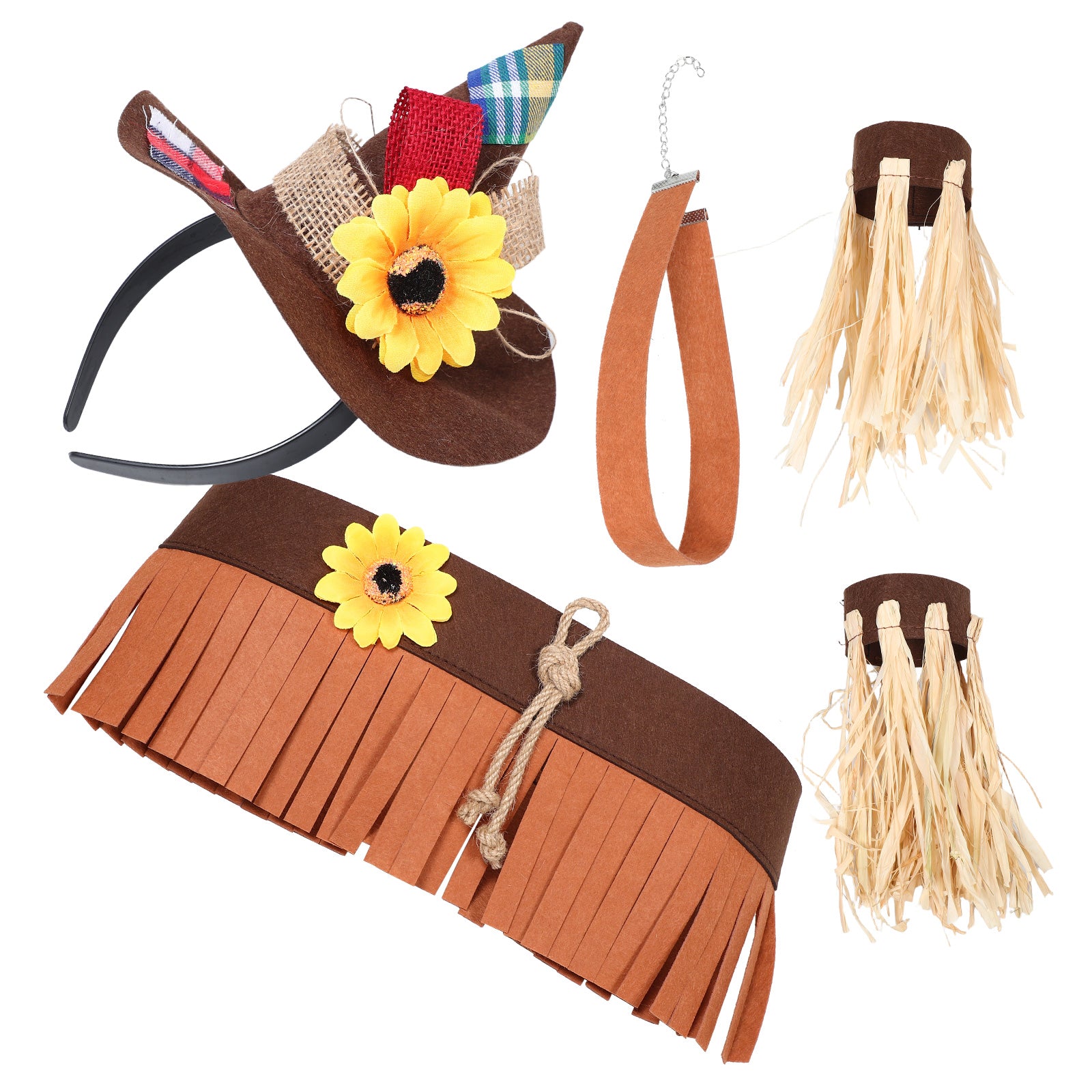 1 Set Halloween Scarecrow Costume: Felt Wizard Necklace Wristband Decoration Accessories For Party Carnival Holiday Celebrations